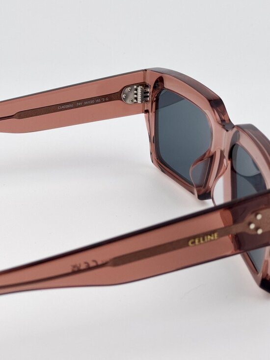 Celine CL40280U 74V “3 Dots” Rectangle Sunglasses – Dusty Pink Crystal / Blue main image 6